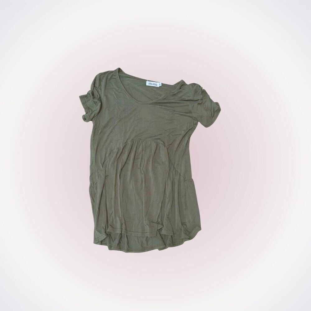 Albe Rita Olive Green Loose Swing T-Shirt | Sz M